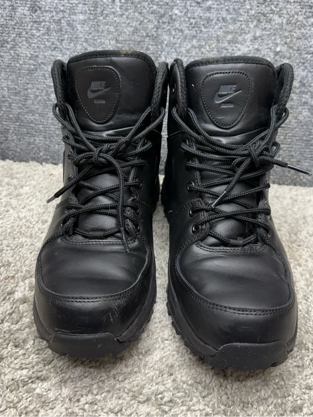 Nike Manoa Leather Triple Black Boots Shoes 454350-003 Men's size 12